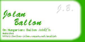 jolan ballon business card